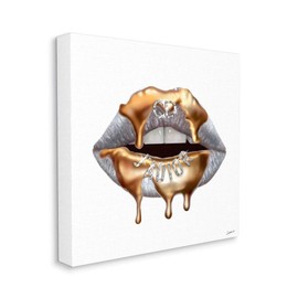 Stupell Industries Glamourous Silver Lip Portrait High Fashion Styling Wall Art, 36 x 36, White