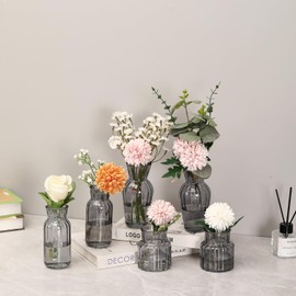 GARSHEON Small Vases for Flowers, Set of 3 Glass Vases for Centerpieces, Black Vases for Centerpieces, Mini Vases for Flowers, Small Flower Vases for Wedding, Table Decoration, Home