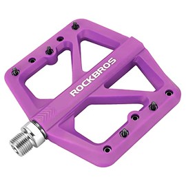 Rock BROS Mountain Bike Pedals MTB Pedals Lightweight Nylon Composite Bicycle Flat Pedals 9/16" DU Bearing Bike Platform Pedals for BMX MTB Mountain Road Bike (Purple)