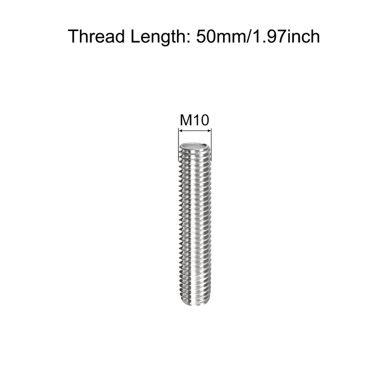 sourcing map Fully Threaded Rod M10 x 50mm 1.5mm Thread