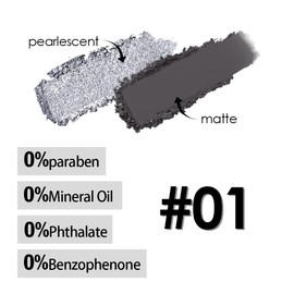 HHLTOH Two Color Matte Shimmer Eyeshadow, Gray Black Double Pigment Eye Shadow Powder, Long-Lasting Waterproof Makeup Palette,Blendable, Easy-To-Apply and Compact for Travel，0.14 Oz,01#