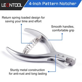 LEONTOOL 4 Inch Pattern Notcher Designer Tailor Sewing Pliers 2mm Cut Width Sewing Pattern Notch Cutter Pattern Making Tools for Marking Sloper Paper Pattern Cardboard Oak Tag Fabric Tailor Sewing