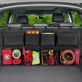 Snuopfy Car Trunk Organizer, Backseat Hanging Organizer with 8 Large Storage Bag Super Capacity -Trunk Organizer for SUV,Truck,Van -Your Space Saving Expert - Black