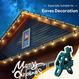 C9 LED Christmas Lights Outdoor with 50 Spring Clips, 50ft 50 LED Waterproof Strawberry String Lights, Commercial Grade Extendable Perfect for Roofline Patio House Xmas Decor, Warm White