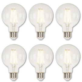 Westinghouse Lighting 4317200 5.5 Watt (40 Watt Equivalent) G25 Dimmable Clear Filament LED Light Bulb, Medium Base