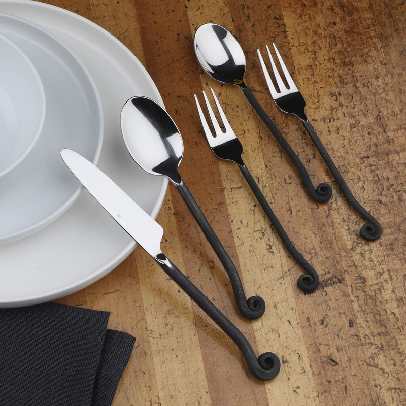 Gourmet Settings 20-Piece Flatware Treble Clef Collection Black Silverware Cutlery