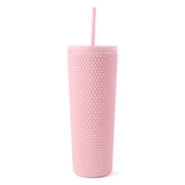 Simple Modern Plastic Studded Matte Tumbler with Straw and Lid | Reusable Iced Coffee Cup Smoothie Cup | Gifts for Women & Men | Classic Collection | 24oz | Blush