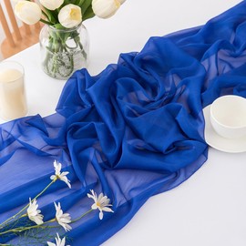 Chuqing Chiffon Table Runner, Royal Blue, 70 cm x 3 m, Decorative Table Runner, Elegant Table Decoration for Birthdays, Weddings
