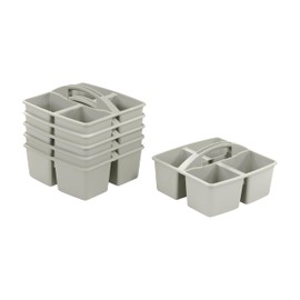 ECR4Kids 4-Compartment Medium Caddy, Storage Organizer, Grey, 6-Pack