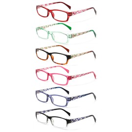 Kerecsen Computer Reading Glasses for Women Blue Light Blocking Glasses for Reading Fashion Pattern Print Eyeglasses for Womens(Mix Color -7, 1.75)