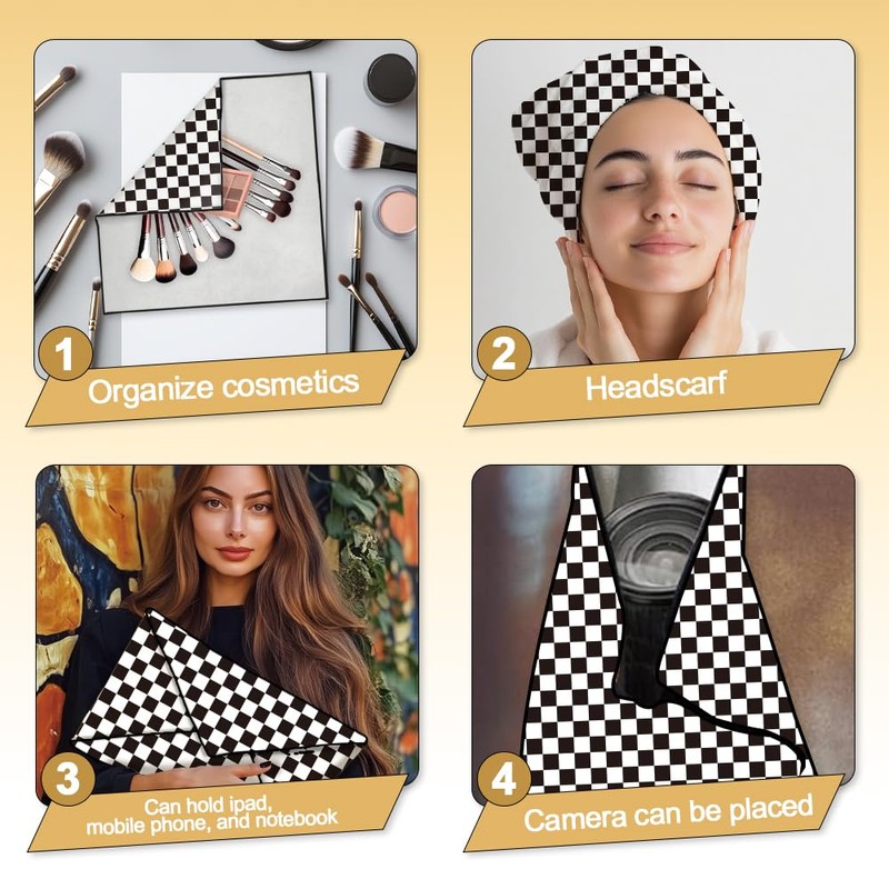 DOODLREAM 2 Sheets Self-Adhesive Magic Cloth Checkered Travel Makeup Bag