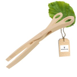 HOFMEISTER® Wooden Scissors, from Europe, Heat-Resistant, Secure Gripping by Grooves, Hygienic Sauerkraut Tongs, Beech Cucumber Tongs, Practical Barbecue Scissors, Barbecue Tongs, 28 cm