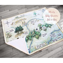 The BookTales 100 Acre Wood Map Baby Blanket, Hundred Acre Wood Nursery, Winnie The Pooh Baby Blanket Minky, Winnie The Pooh Baby Shower 100 Aker Wood (Minky, Light Yellow), 40 inch