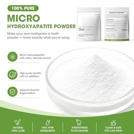 Micro Hydroxyapatite Powder Pure MCHA Calcium Phosphate Ingredient 42.5g (1.5 oz) for DIY Tooth Powder, Oral Care Formulations and Soap Making Fluorid