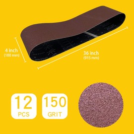 4 x 36 Inch 150 Grit Sanding Belt | Premium Aluminum Oxide Sanding Belt | Premium Sander Sandpaper – 12 Pack