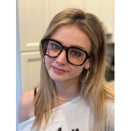 VISOONE Oversized Square Blue Light Blocking Glasses Fashion Computer Eyewear for Women and Men BENNETT