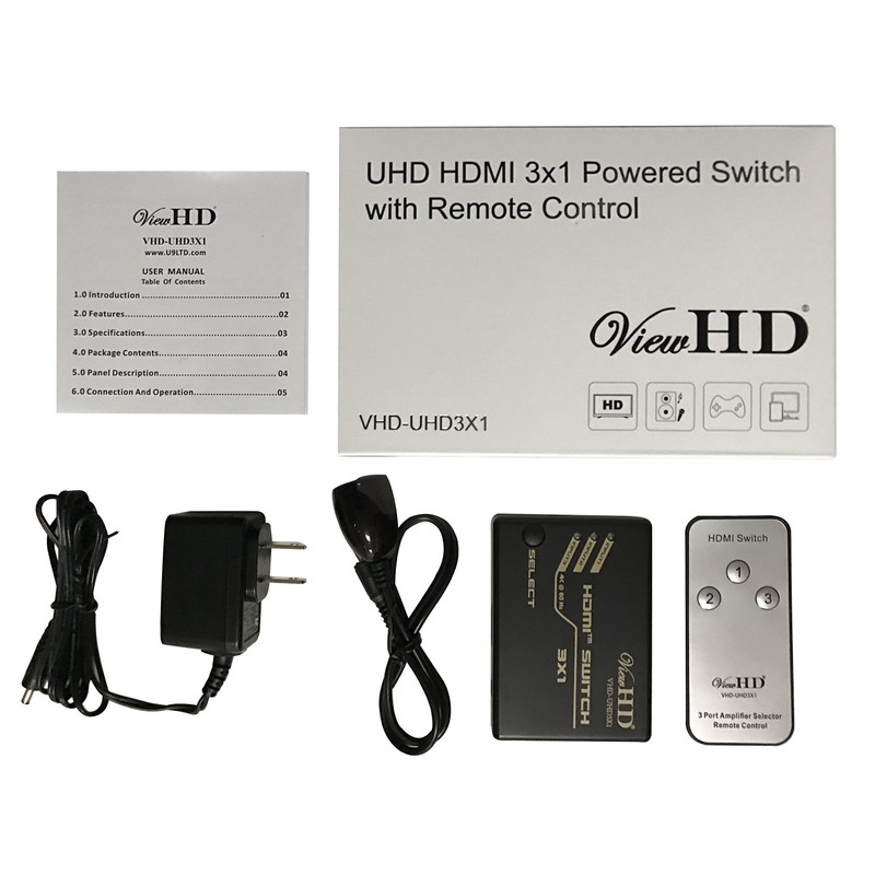 ViewHD UHD HDMI v2.0 3x1 (Three Input to One Output)