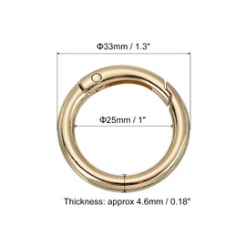 QUARKZMAN Runde Feder-O-Ringe, 12 Stück 1,3 Zoll OD Trigger Schnalle Snap Clips für Tasche, Geldbörsen, Schlüsselanhänger, DIY-Zubehör, Hellgolden