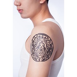 Yeeech Temporary Tattoos Wolf Pack for Men Waterproof America Traditional Geometric Shapes Small Long Lasting Black Green (2 Sheets)