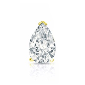 14k Yellow Gold Pear Diamond Simulated Cubic Zirconia SINGLE STUD Earrings V-Prong (3/4ct,Excellent Quality)