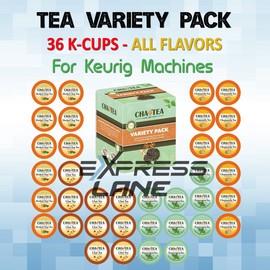 Cha4TEA 36 K-Cups Tea Variety Pack Pod KEURIG Peppermint, Herbal Chai, Chamomile