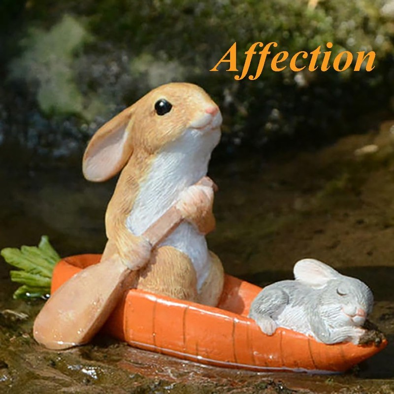Gemmia Miniature Fairy Garden Rabbit Statues- Mini Schoolbag Rabbit(See Size)