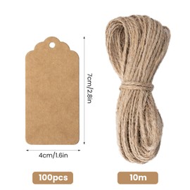 Gift Tags, 100 PCS Kraft Paper Gift Tags with String, 10 x 5cm Plain Gift Tags Brown Paper Tags for Present Christmas,Wedding, Thanksgiving Decorations (7x4cm)