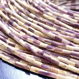 ABCGEMS North American Snowy-White Wampum Shell Beads with Lavender Tone - Found in MA, RI, NY (America's First Currency Year 1637-1673) Native American Style DIY Wampum Belt Pow Wow Tube 3X5mm (Tiny)