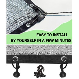 UNIUP 40% Aluminum Foil Shade Cloth with Grommets,6.5 FT x 8 FT，Silver Tarps Fabric Privacy Screen Pet Shade Car Cover Patio Garden Pergola Cover Canopy, Come with Ball Bungee Aluminum Shade Net