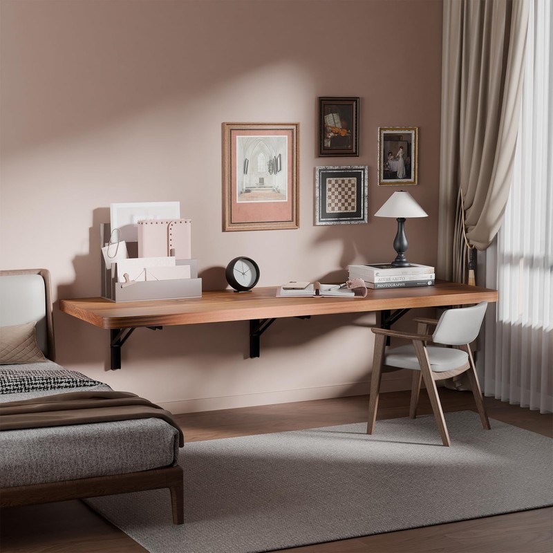 IAE Wall Mounted Folding Table with Pine Wood,48" x 16"