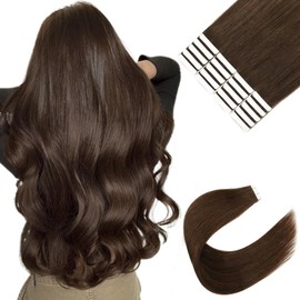 Sixstarhair Invisible Tape in Hair Extensions Walnut Brown Double Side Secure Tape Attached Professional Semi Permanent Hair Extensions [Color 3 Walnut Brown 20 Inch]
