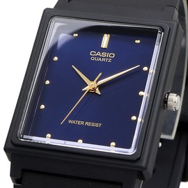 Casio Analog Wristwatch, Urethane Strap, Rectangular Face, Men's Overseas Model, blue, Simple