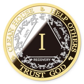 Silver & Gold 1-10 Years Alcoholics Anonymous Medallion AA Coin Capsule Included (One Year)