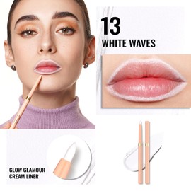 Waterproof White Lipliner Pencil - Smooth and Creamy Lip Primer, Retractable Lip Makeup for Precision Application, Vegan & Cruelty-Free, 13 White Waves