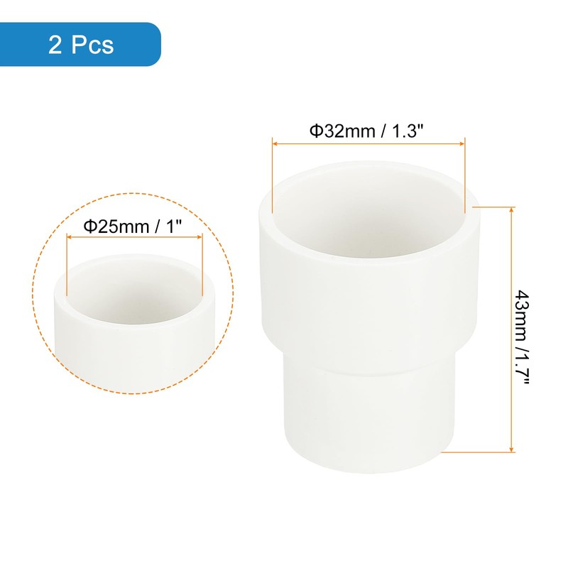sourcing map 2 Pcs UPVC Reducer Pipe Fitting, 1" x3/4"