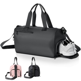 Romon Sports Bag, Travel Bag, Sports Bag, Swimming Bag, Training Bag with Shoe Compartment, Wet Compartment for Sports, Fitness, Travel, Swimming Bag, Gym Bag, Travel Bag for Men and Women, Black,