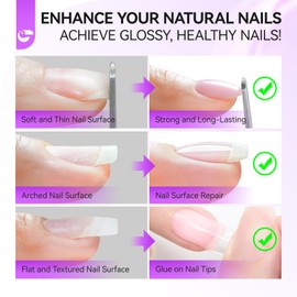 Repair and Strengthener Glue for Nail Care: Gelike EC 6 in 1 Strong and Quick Dry Treatment for Damaged and Thin Nails - Long Lasting and Easy for Salon and Beginners Manicure