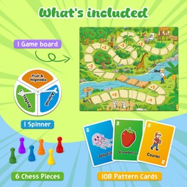 Quilinz Card Games for Kids,Animal&Fruits and Vegetables&Profession Picture Guessing Board Game, Fun for Family Game Night,Educational Toy,Perfect for Boys and Girls,Preschool Learning Activities