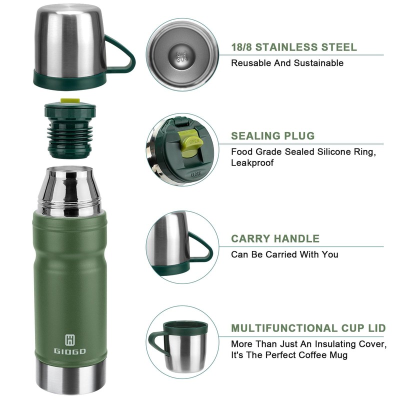 Vacuum Insulated Water Bottle Thermo Water Flask with Cup 680ml/23oz