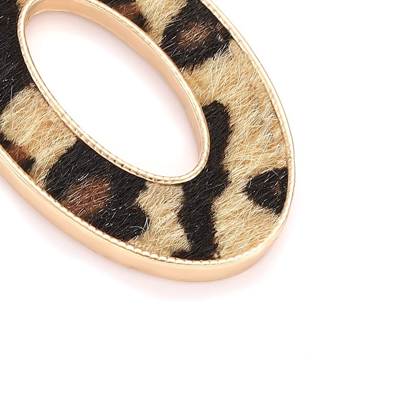 Leopard Drop Earrings Geometric Faux Leather Hoop Dangle Earring Statement