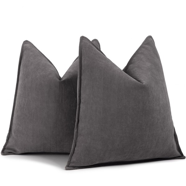 ZWJD Rustic Grey Cushion Cover 40 x 40 cm, Set