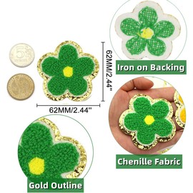24 parches de felpilla de flores, bonitos parches para planchar para ropa, parches bordados de tela para mujer, mochila, sombrero, chamarra, jeans, apliques decorativos (flor, rojo)