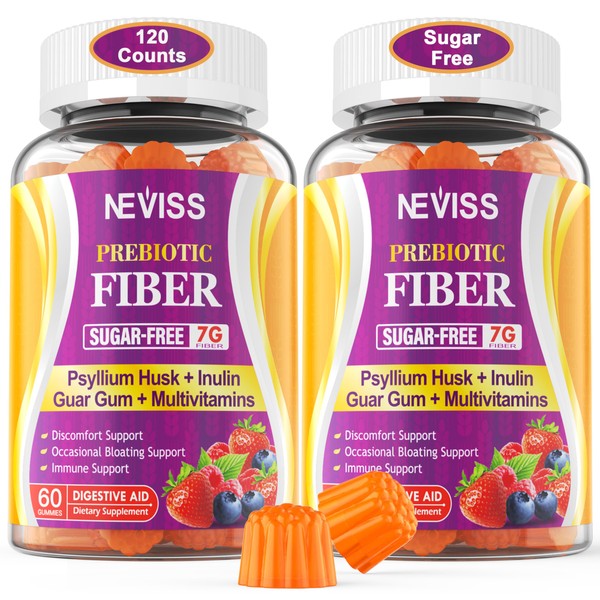 Fiber Gummies for Adults with Psyllium Husk, 7G(Soluble + Insoluble)
