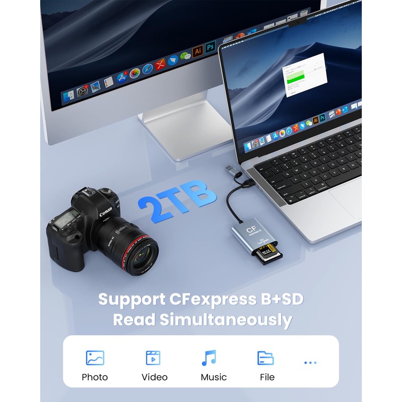 Professional CFexpress Type B & SD Card Reader with USB