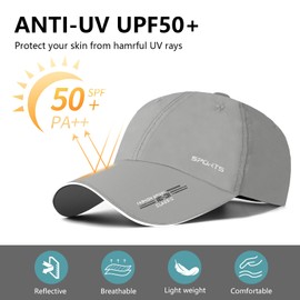 AYPOW 2 Pieces Baseball Cap Men Women Quick-Drying Baseball Cap Running Cap with Reflective Brim Unisex Lightweight Peaked Cap Adjustable Outdoor Caps Sun Hat Golf Tennis Cap Summer Caps, Dark grey