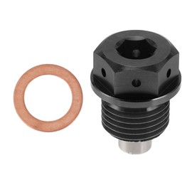 REPAIROCK M16x1.5 4MM Magnetic Oil Drain Plug Titanium Alloy Sump Drain Nut Bolt with 1 Copper Washer Black 1 Pc