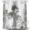 VeiVian Rustic Farmhouse Shower Curtain, Farm Gray Grey Daisy Floral