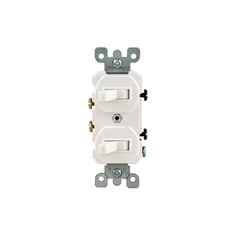 Leviton 109-05224-WSP Combo 2-Single Pole Switch, White