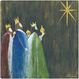 Fine Art Canvas Holy Night Magi Canvas Wall Decor by Artist Caroline Simas for Living Room, Bedroom, Bathroom, Kitchen, Office, Bar, Dining & Guest Room - Ready to Hang - 18 in x 18 in