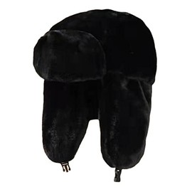 OneChance Women's Warm Winter Hat with Ear Flaps, Fur Hat, Faux Fur Hat, Keeps Warm When Skiing, Ice Skating and Other Outdoor Activities Available, black